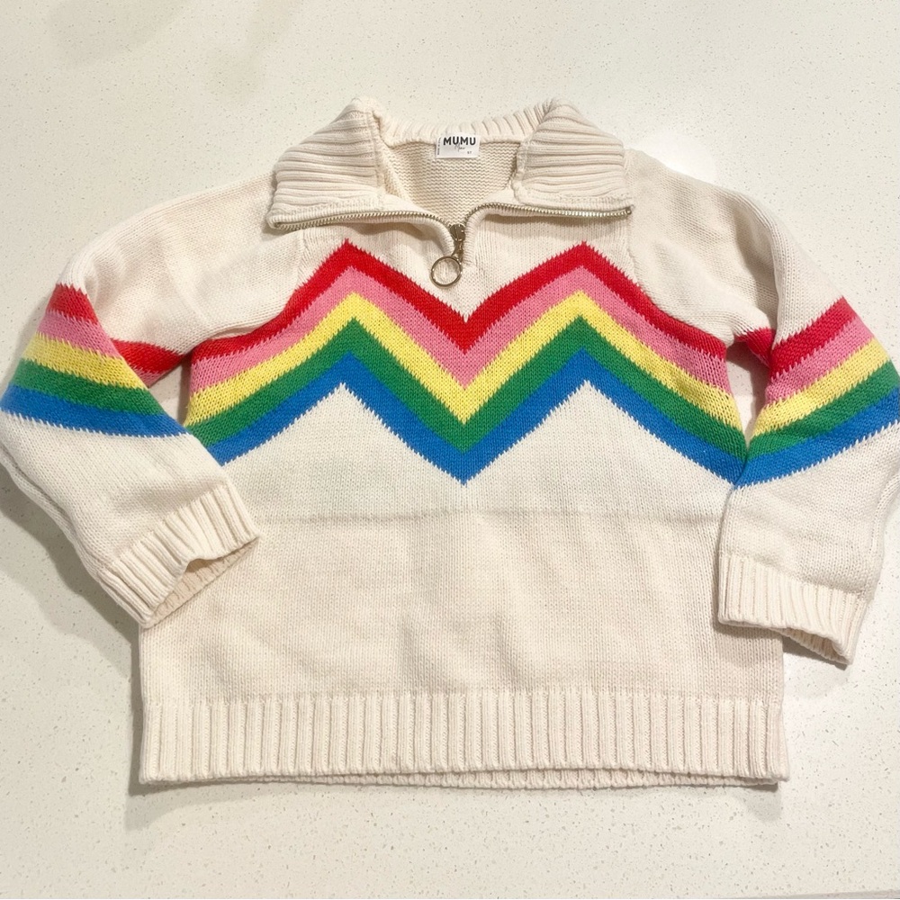 Show Me Your Mumu Mini MuMu Rainbow Chevron Cream Sweater